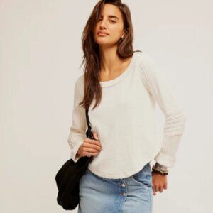 new Free People Swinging Cable 100% cotton Cuff Top Shirt (252)
